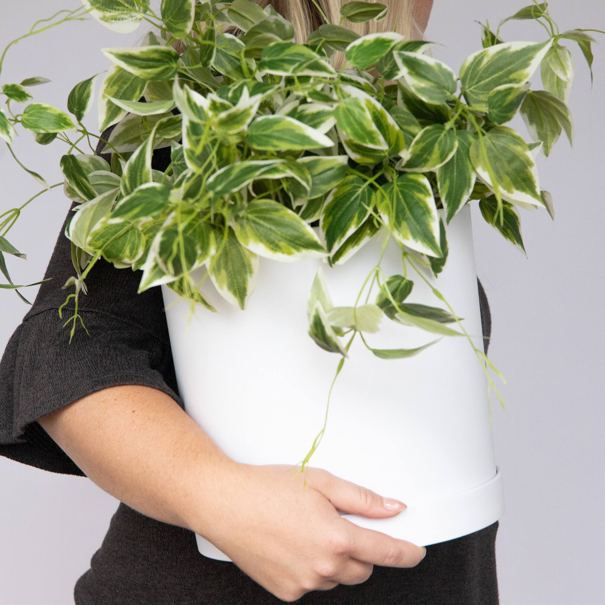 Alt View 4. Bloem - White 10" - Mathers Pot Planter.