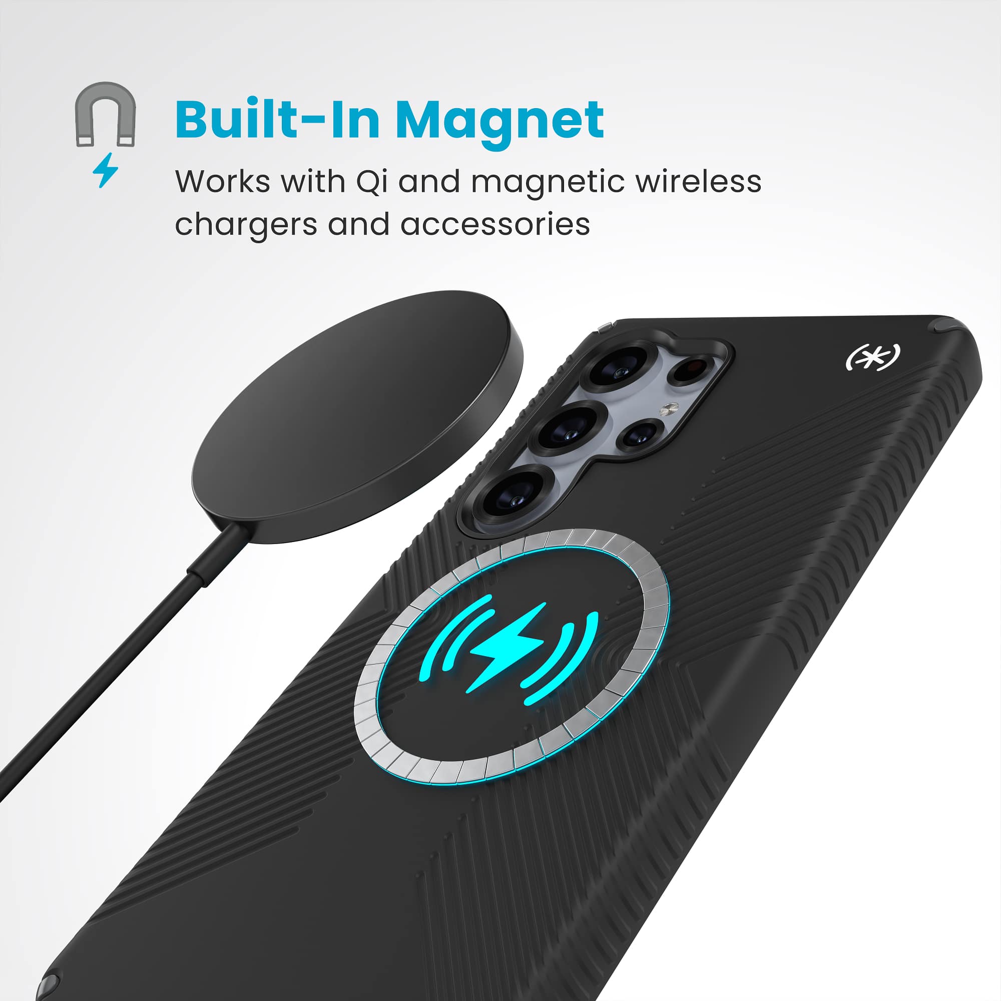 Built-In Magnet: Works with Qi and magnetic wireless chargers and accessories.