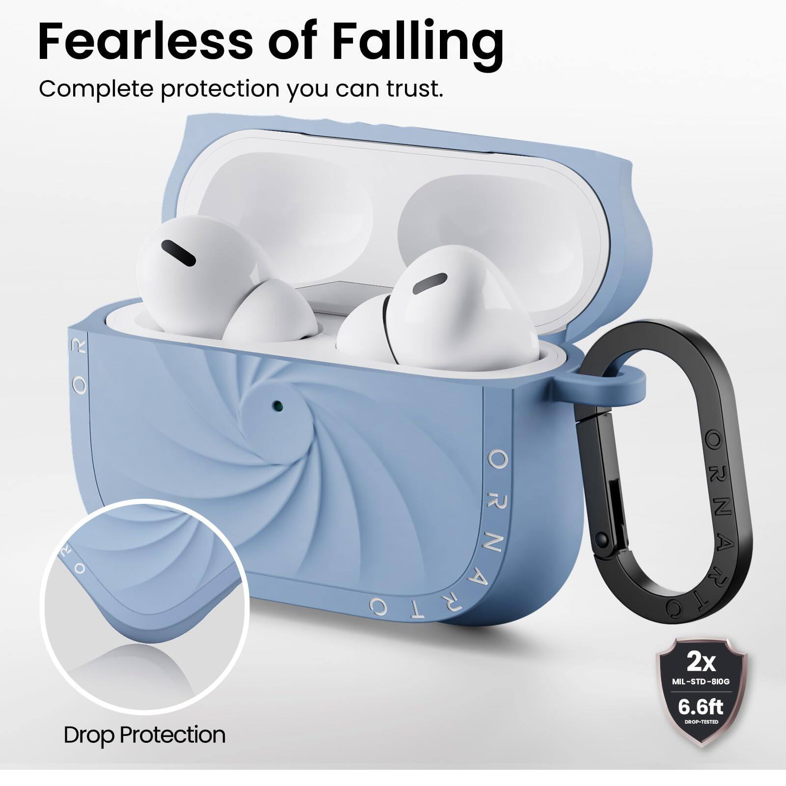 Fearless of Falling  
Complete protection you can trust.

Drop Protection

2x  
MIL-STD-810G  
6.6ft  
DROP-TESTED