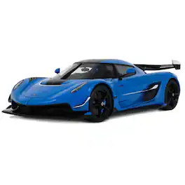 2025 Koenigsegg Jesko Blue Metallic with Black Stripes 1/18 Model Car by GT Spirit