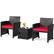 Front. Costway - 3PCS Patio Wicker Furniture Set Storage Table W/Protect Cover - Red,Mix Brown.