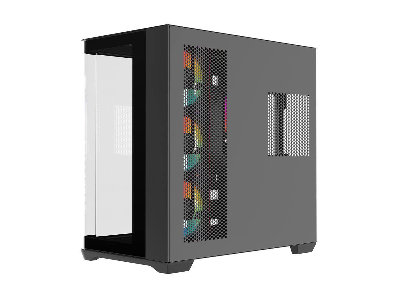 Alt View 5. Rosewill - Rosewill ACA503B ATX Mid-Tower Case, Curved Glass, 4x ARGB Fans, USB 3.0 & Type-C (Black) - Black.
