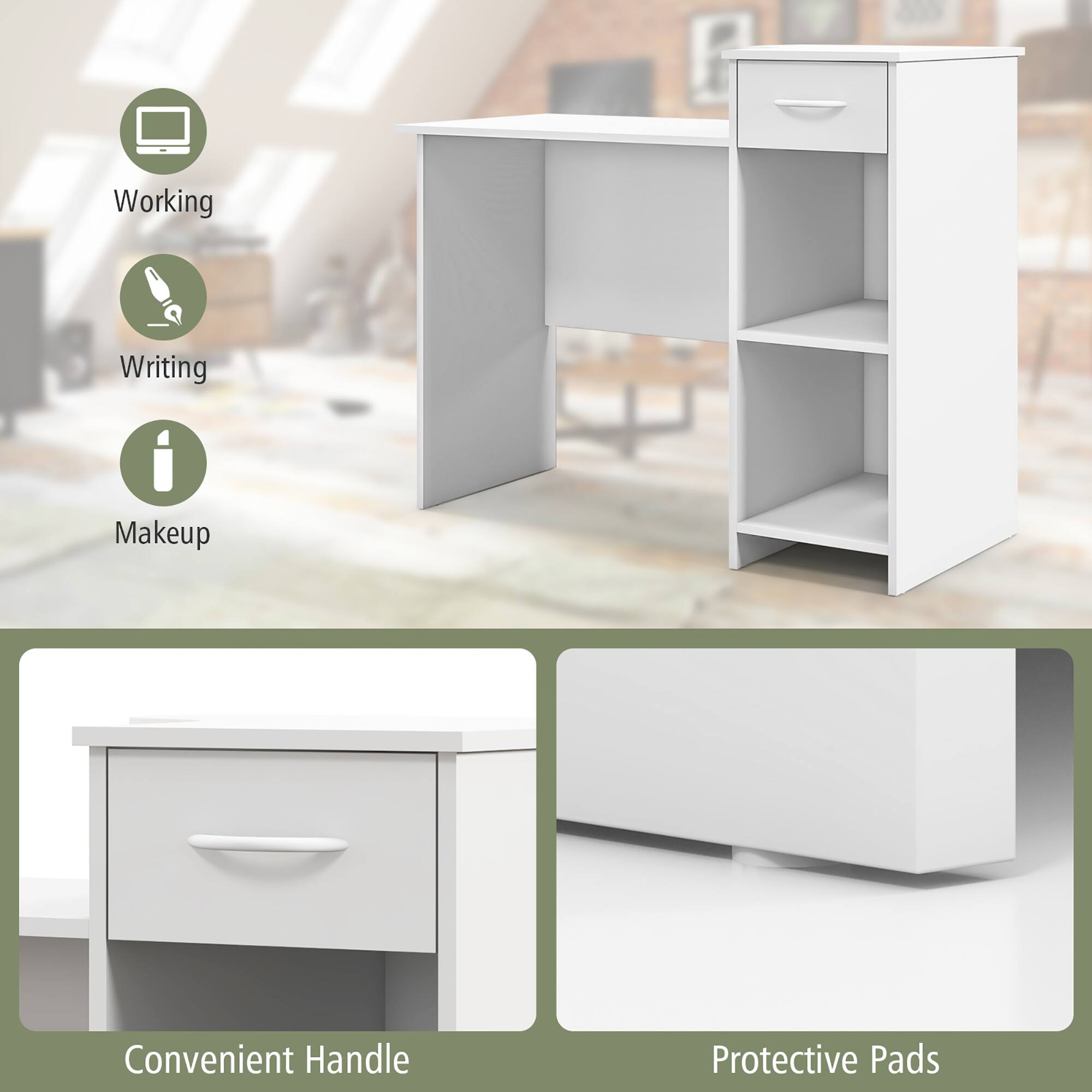 Working, Writing, Makeup, Convenient Handle, Protective Pads