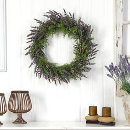 BreeBe - 24" Lavender Artificial Wreath - Green