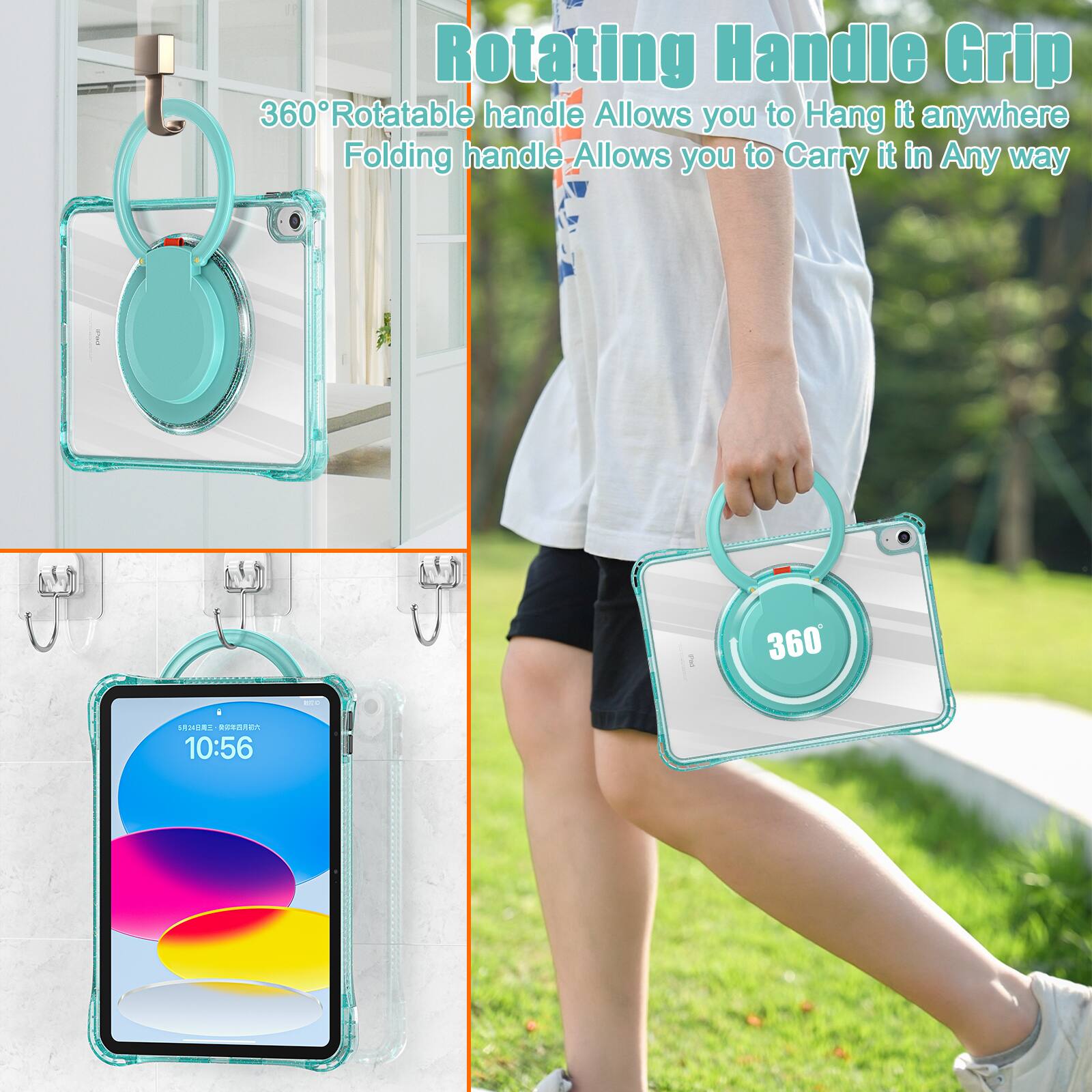 Rotating Handle Grip

360° Rotatable handle Allows you to Hang it anywhere
Folding handle Allows you to Carry it in Any way

10:56