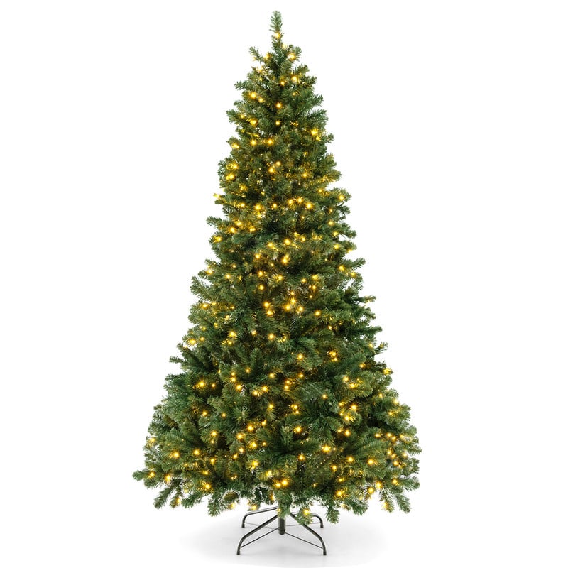 WELLFOR - 6ft Pre‑Lit Artificial Christmas Tree, Hinged Xmas Tree with 821 Layered Branch Tips& 560 LED Lights - Green