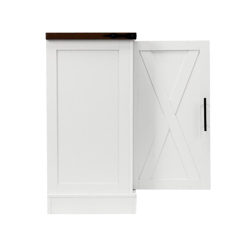 Alt View 10. Kadyn - 63" Barn Door Storage Cabinet with Drawers for Coffee Bar Station - White - White.