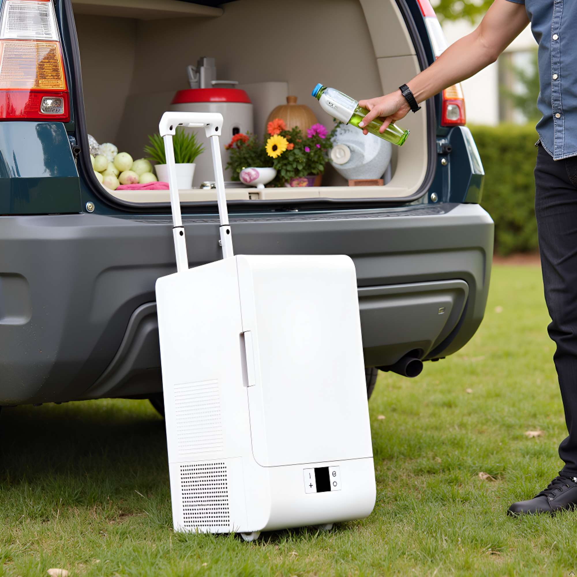 Alt View 8. Equator - Equator PFF 07 IC Rolling Fridge Freezer Portable Retractable Handle RV Car Cooler Camping w/ Adapter 0.7cf 12 DC 110V - White.