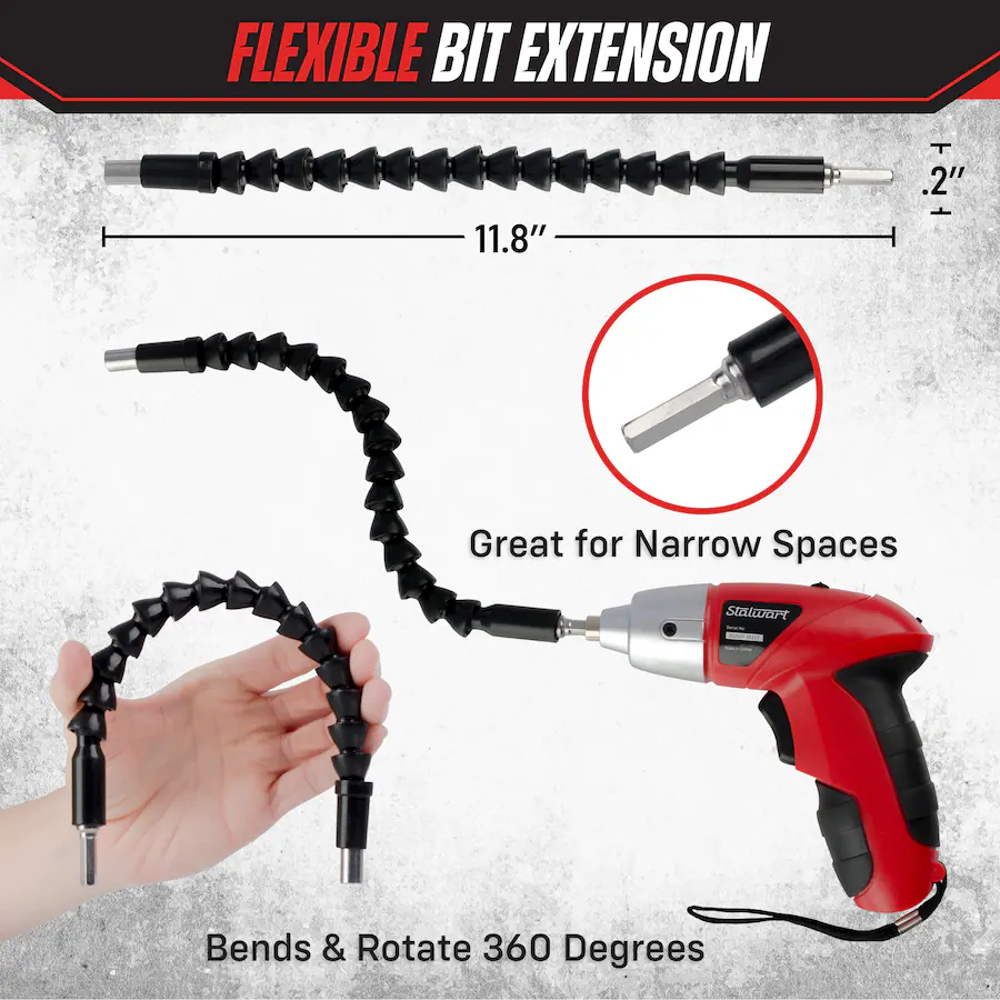 Stalwart Flexible Drill Bit Extension and Accessories, 17 Piece Set Red ...