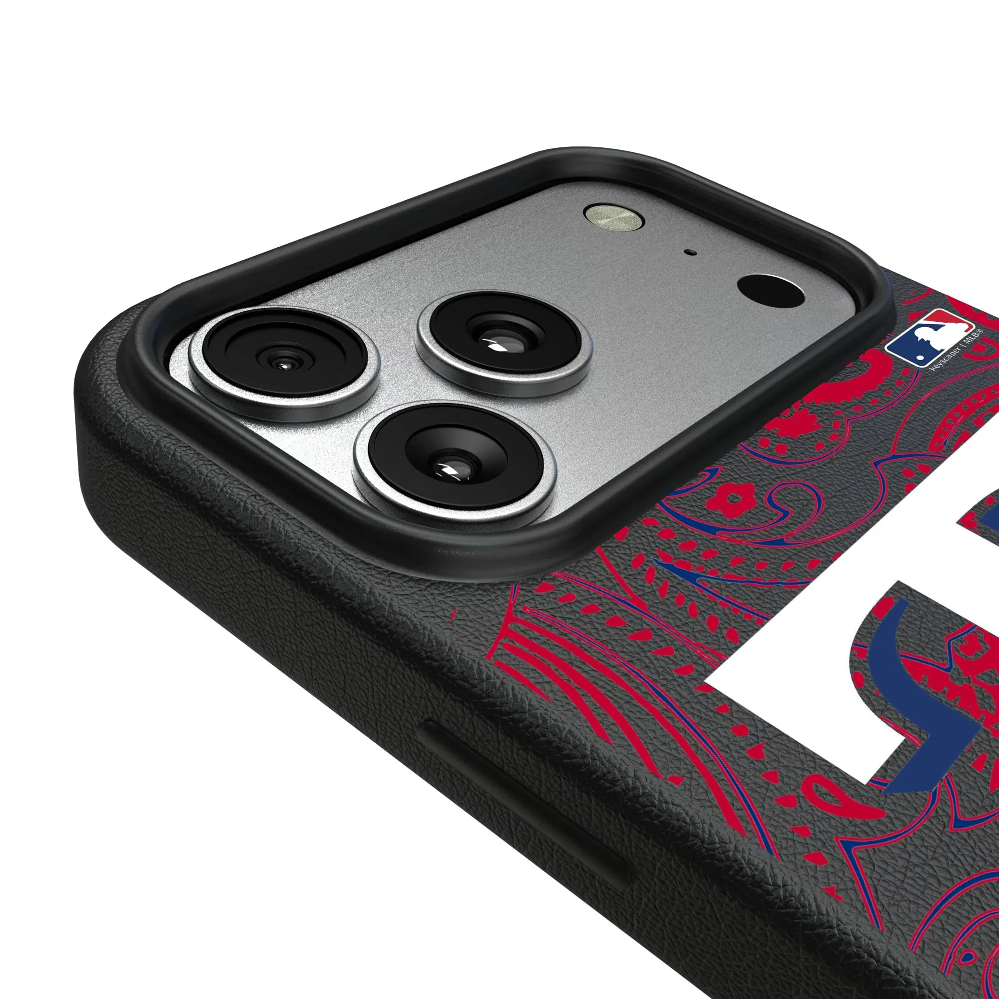 Alt View 2. Keyscaper - Texas Rangers Paisley iPhone Magnetic Bump Case - 15 - Black.