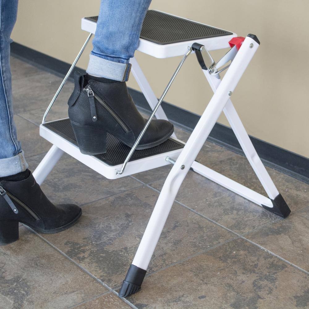 Alt View 3. AmeriHome - Two Step Mini Step Ladder - White Black.