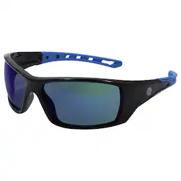 General Electric - 04 Series Anti-Fog Impact-Resistant Safety Glasses Blue Mirror Lens Black/Blue Fram - Black | Blue