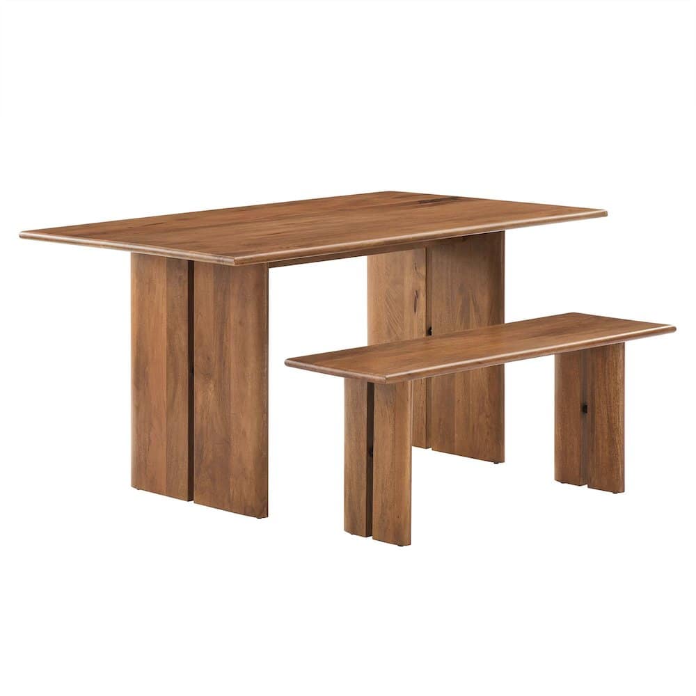 Modway - Amistad 60" Wood Dining Table and Bench Set - Brown