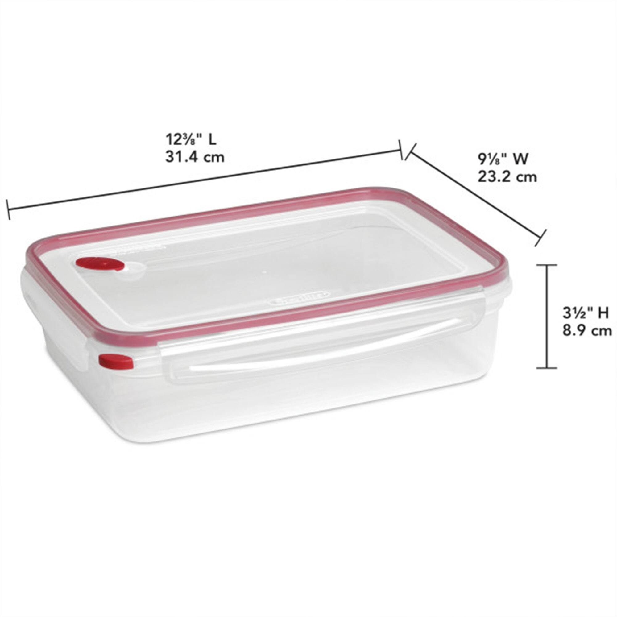 Sterilite - 03426604 16.0 Cup Rectangle UltraSeal Food Storage Container, Red 8 Ct - Clear/Rocket Red - Thumbnail 3