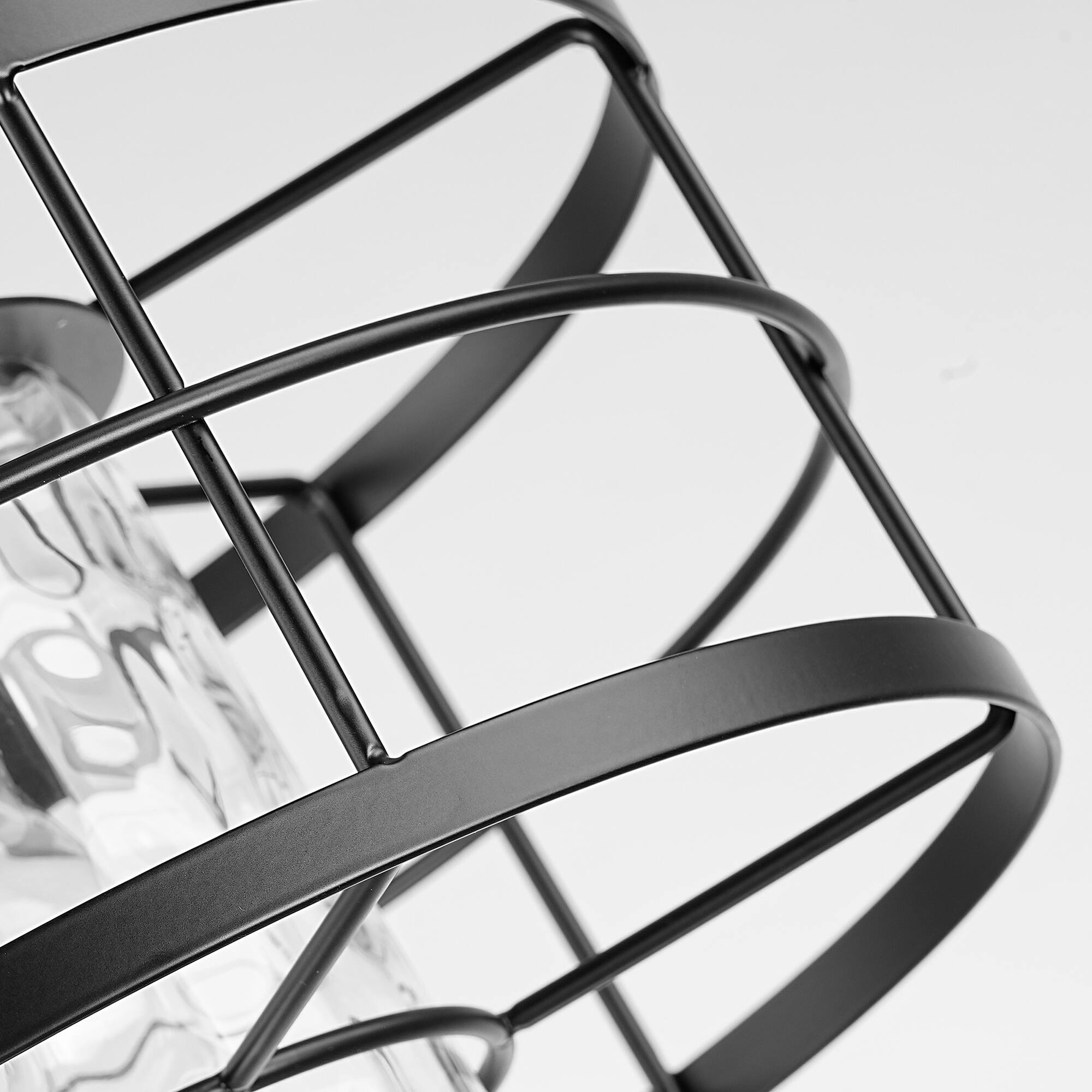 Alt View 6. Parrot Uncle - 11-Inch Modern Caged Glass 1-Light Semi-Flush Mount Ceiling Light - Black.