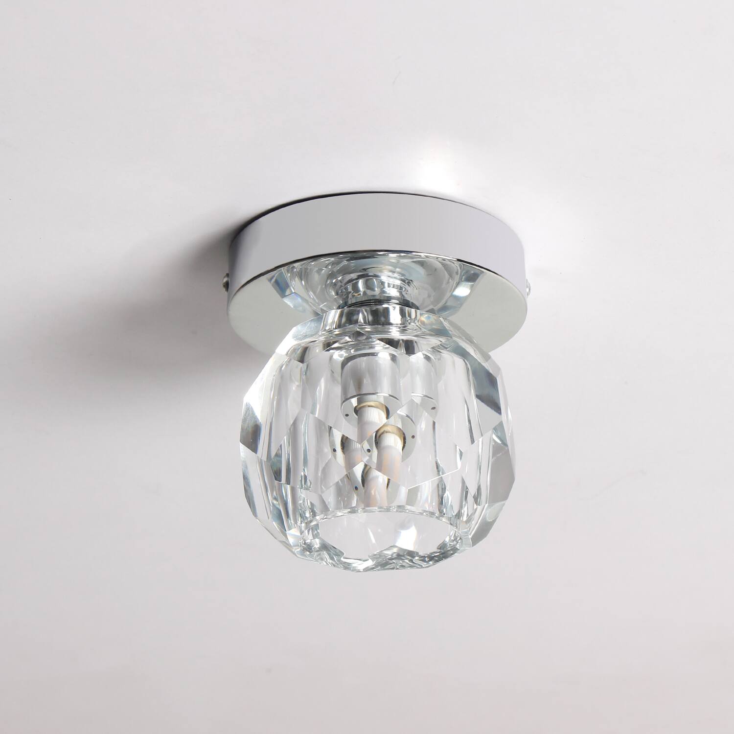 Alt View 4. Umeiluce - 1-Light 4.7" Crystal Flush Mount Ceiling Light - Chrome.