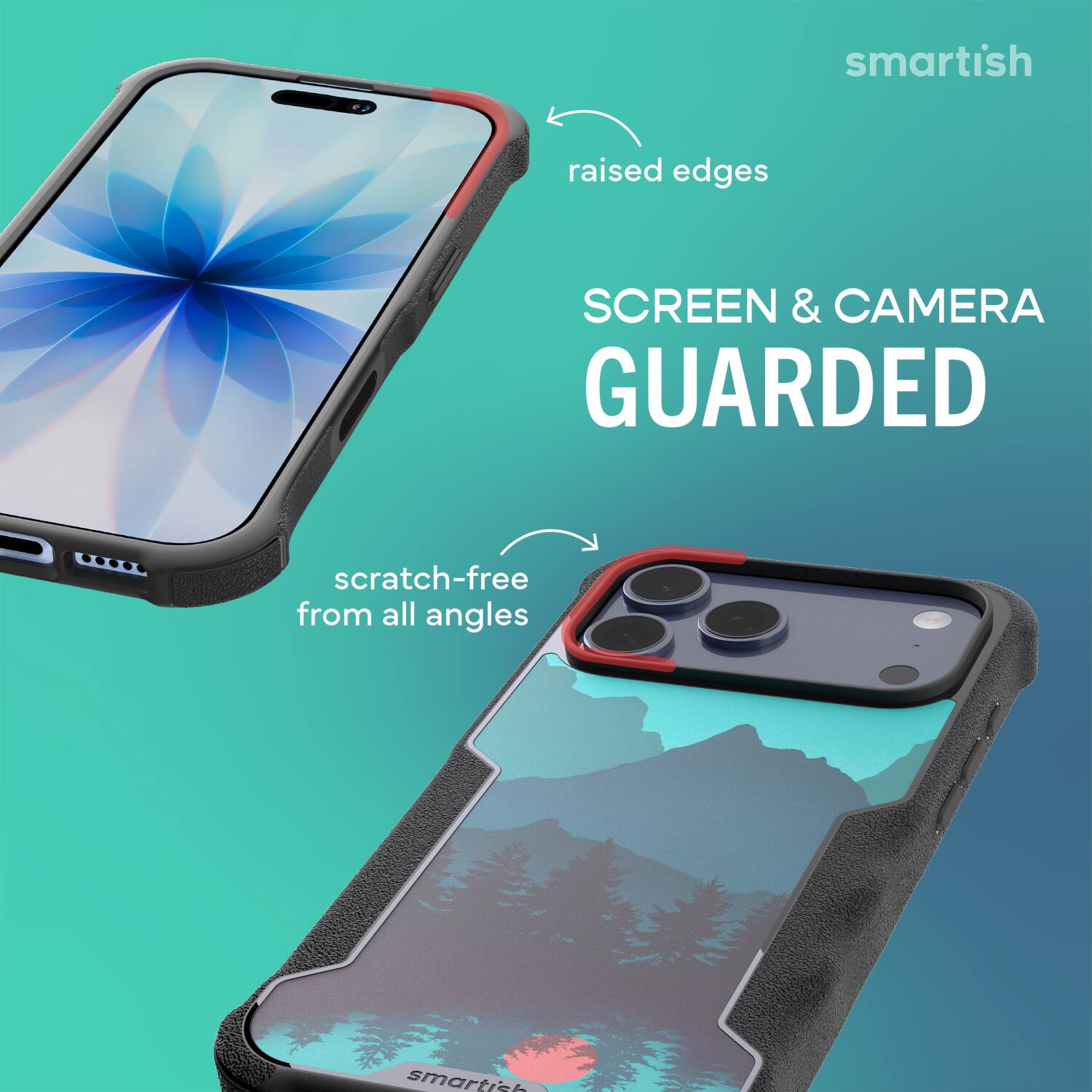 smartish raised edges SCREEN & CAMERA GUARDED scratch-free from all angles