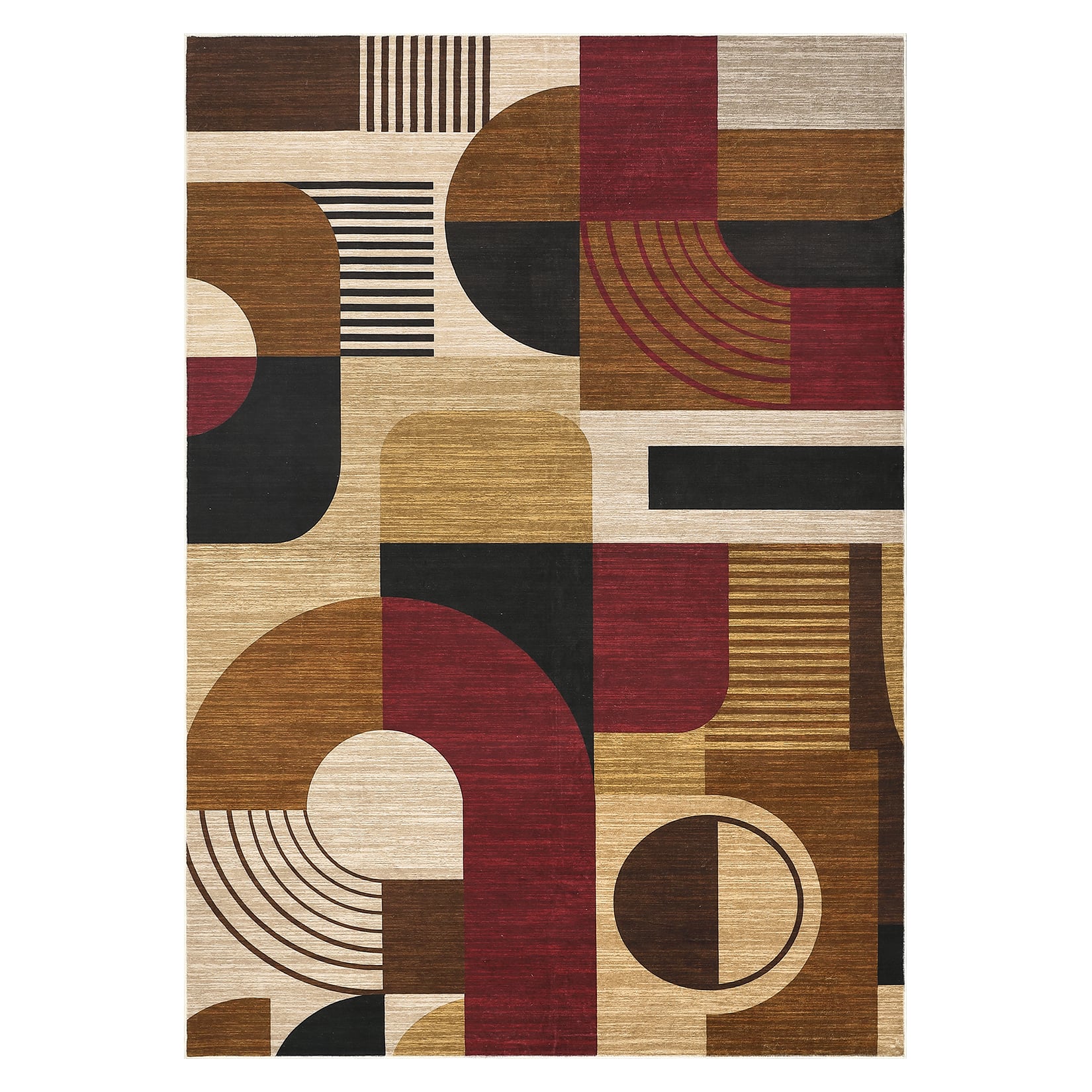 Acekool - Modern Geometric Area Rug for Bedroom Non Slip Non Shedding Machine Washable Low Pile Carpet for Living Room Bathroon - Red