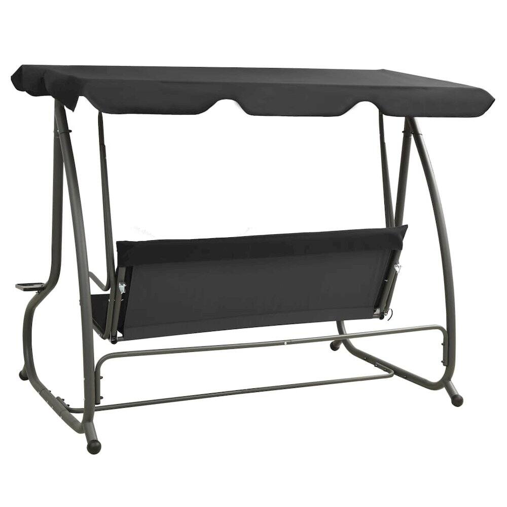 Alt View 2. vidaXL - Swing Bench PVC-coated fabric, powder-coated steel - Anthracite.