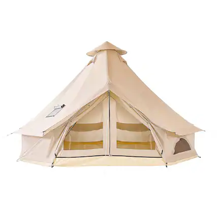 Front. VEVOR - Oxford Bell Tent, 4 Seasons 9.84 ft Yurt Tent for Camping with Stove Jack, Waterproof Breathable Holds up to 3 People - Light Beige.