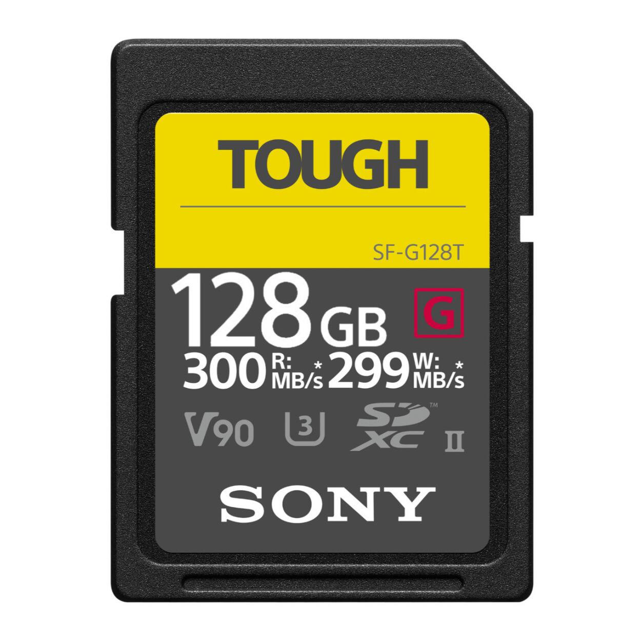 TOUGH  
SF-G128T  

128 GB  
300 MB/s  
299 MB/s  

V90  
XC II  
SONY