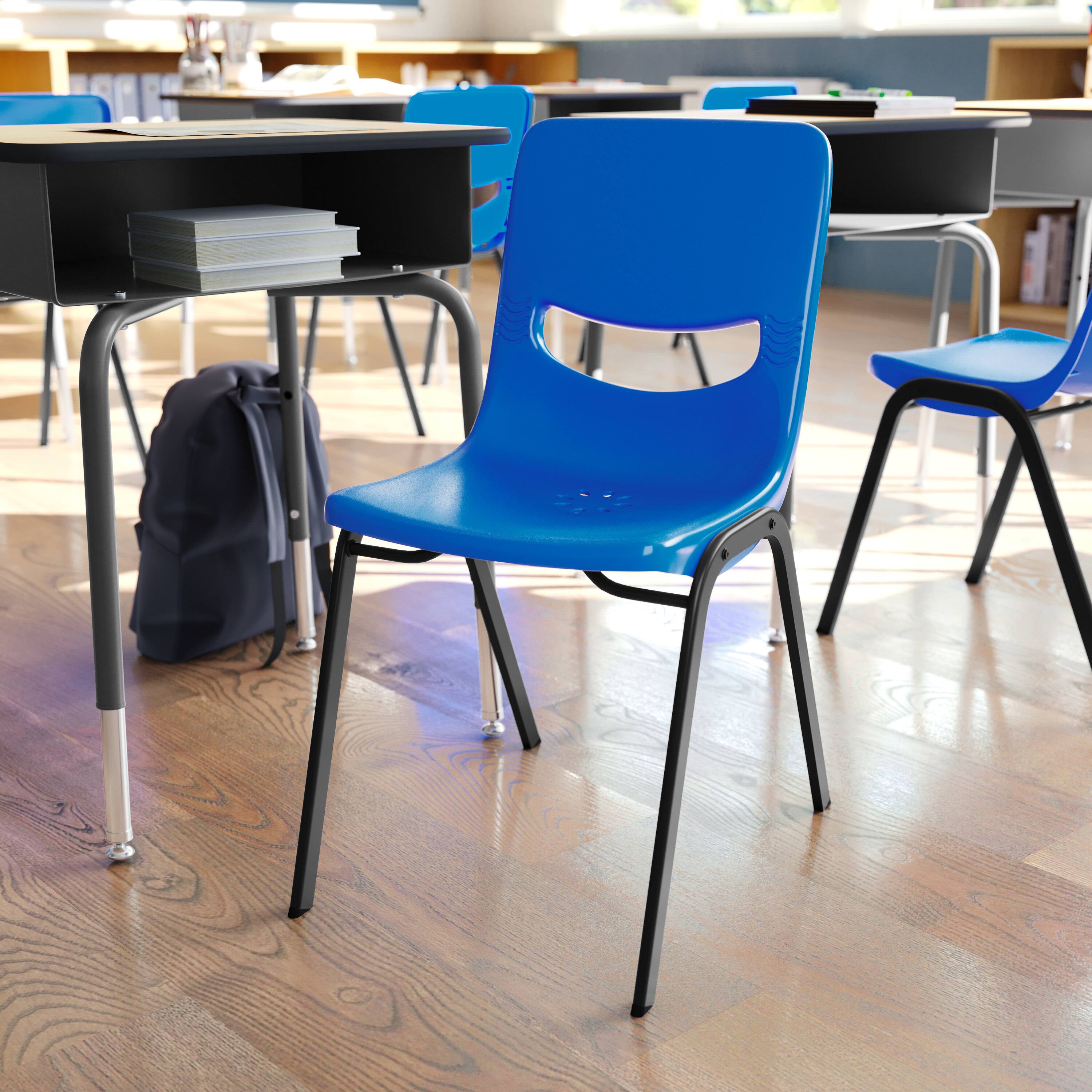 Alt View 1. Flash Furniture - HERCULES Heavy-Duty Flex Comfort Classroom Stack Chair with Powder-Coated Frame and Navy Ergonomic Back and Seat - Blue.
