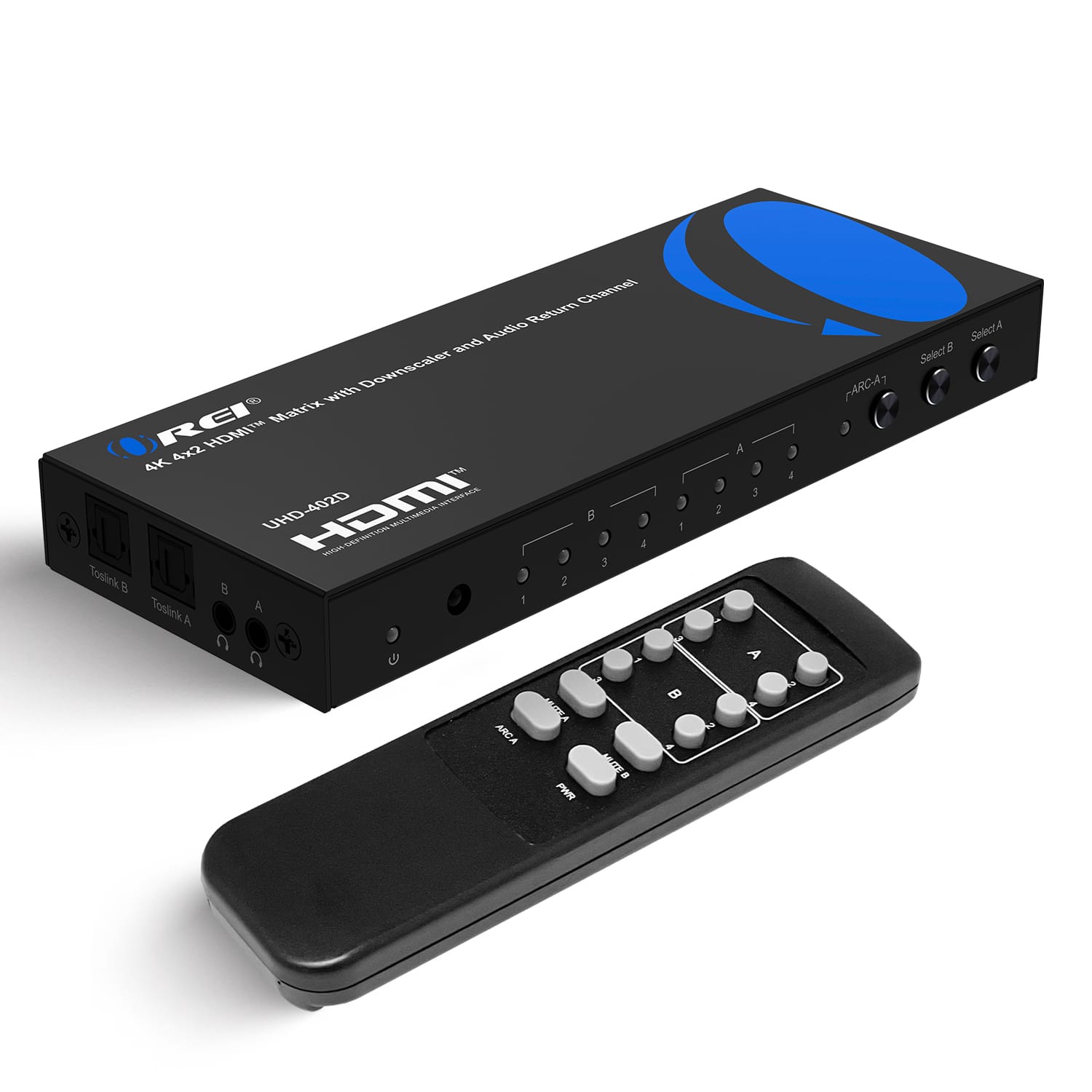 Orei - 4K@60hz 4x2 HDMI™ Matrix (Audio Extract)-UHD-402D - Black