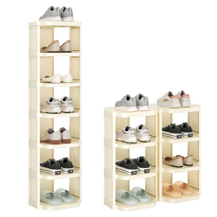 Ivory Rack Hanke Vertical Shoe Rack Stackable Rack For Closet Diy Free Standing ...