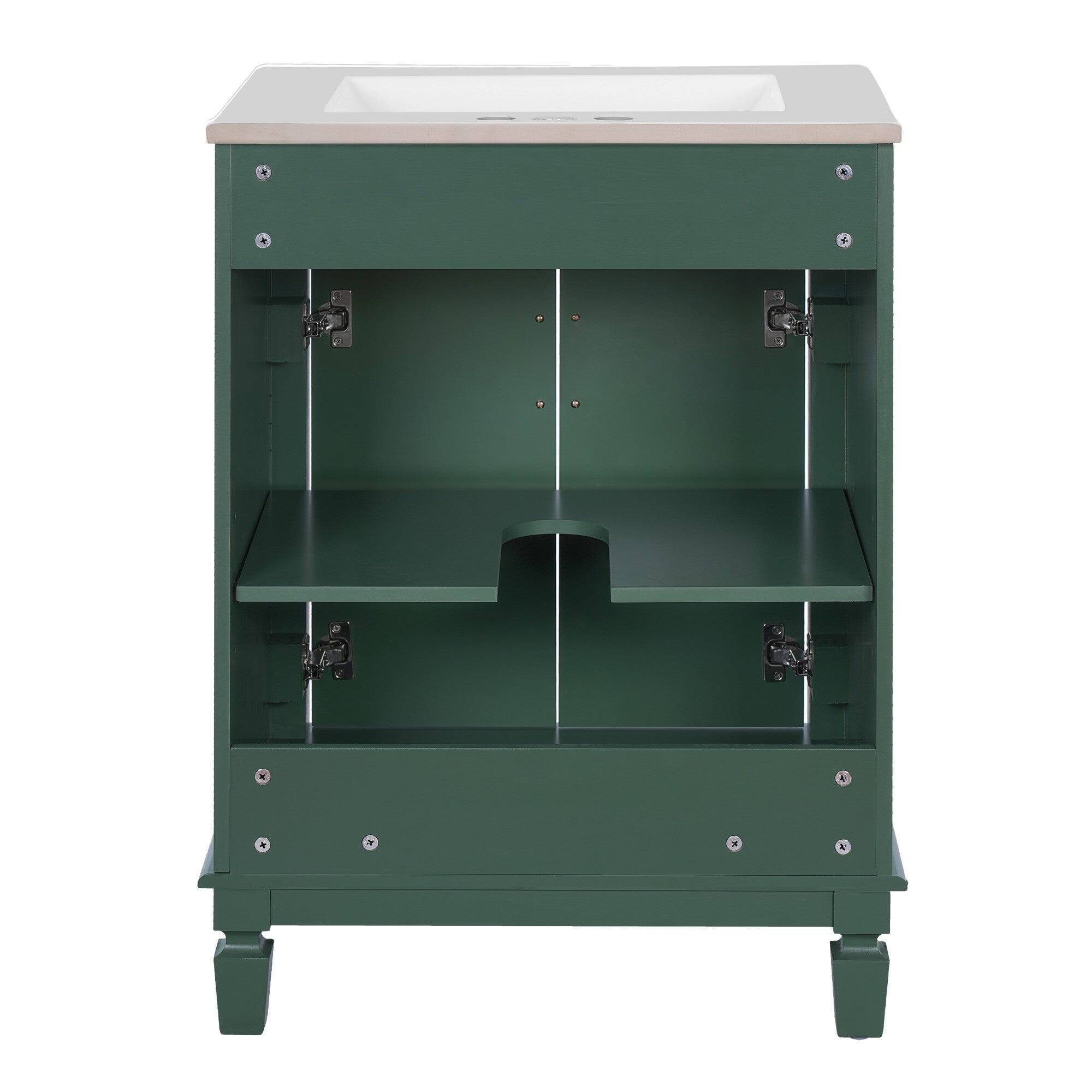 Alt View 4. Boyel Living - 24 Inch Bathroom Vanity with Ceramic Sink Solid Wood Frame Green - Green.