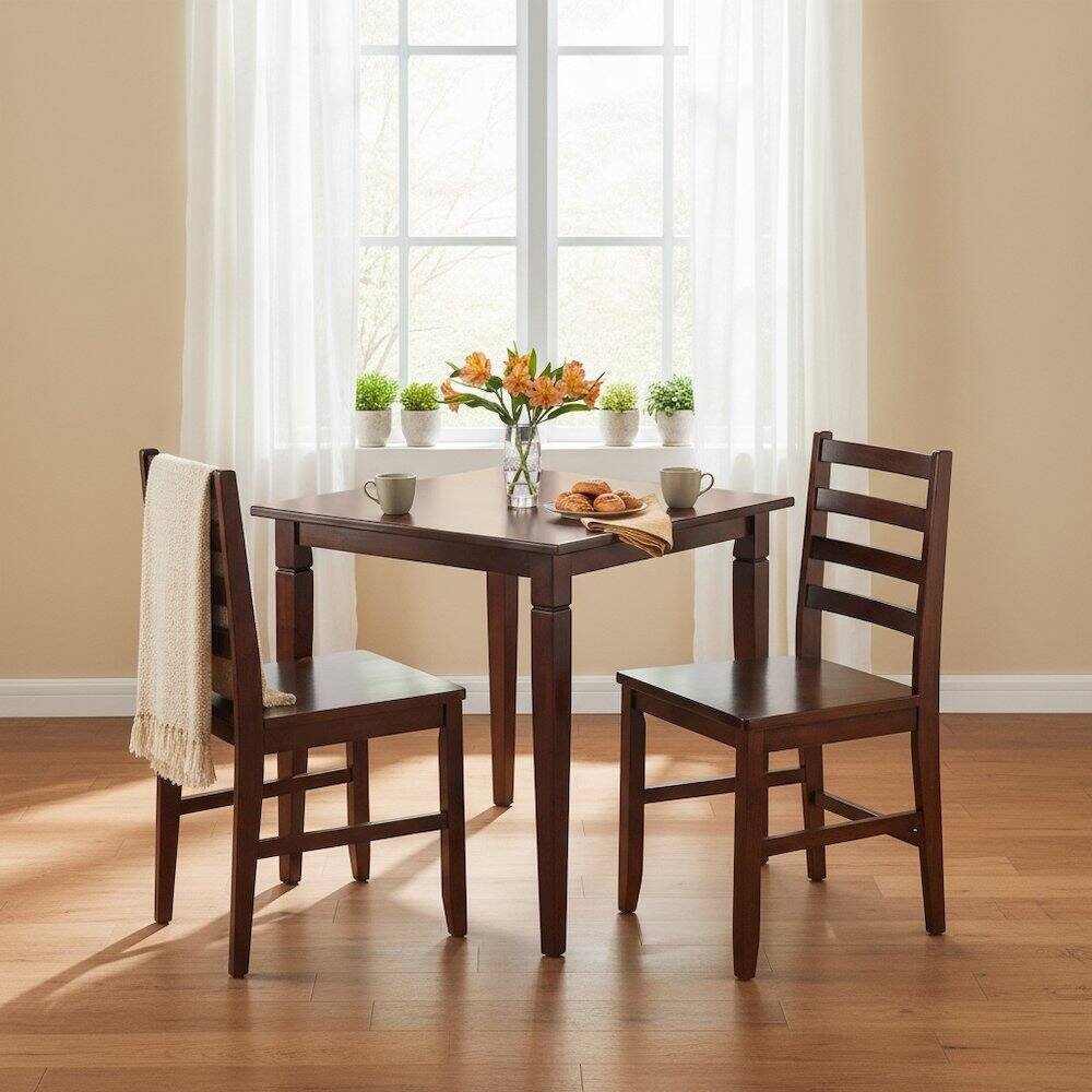 Alt View 1. FurniFact - Square Dining Set - Walnut.