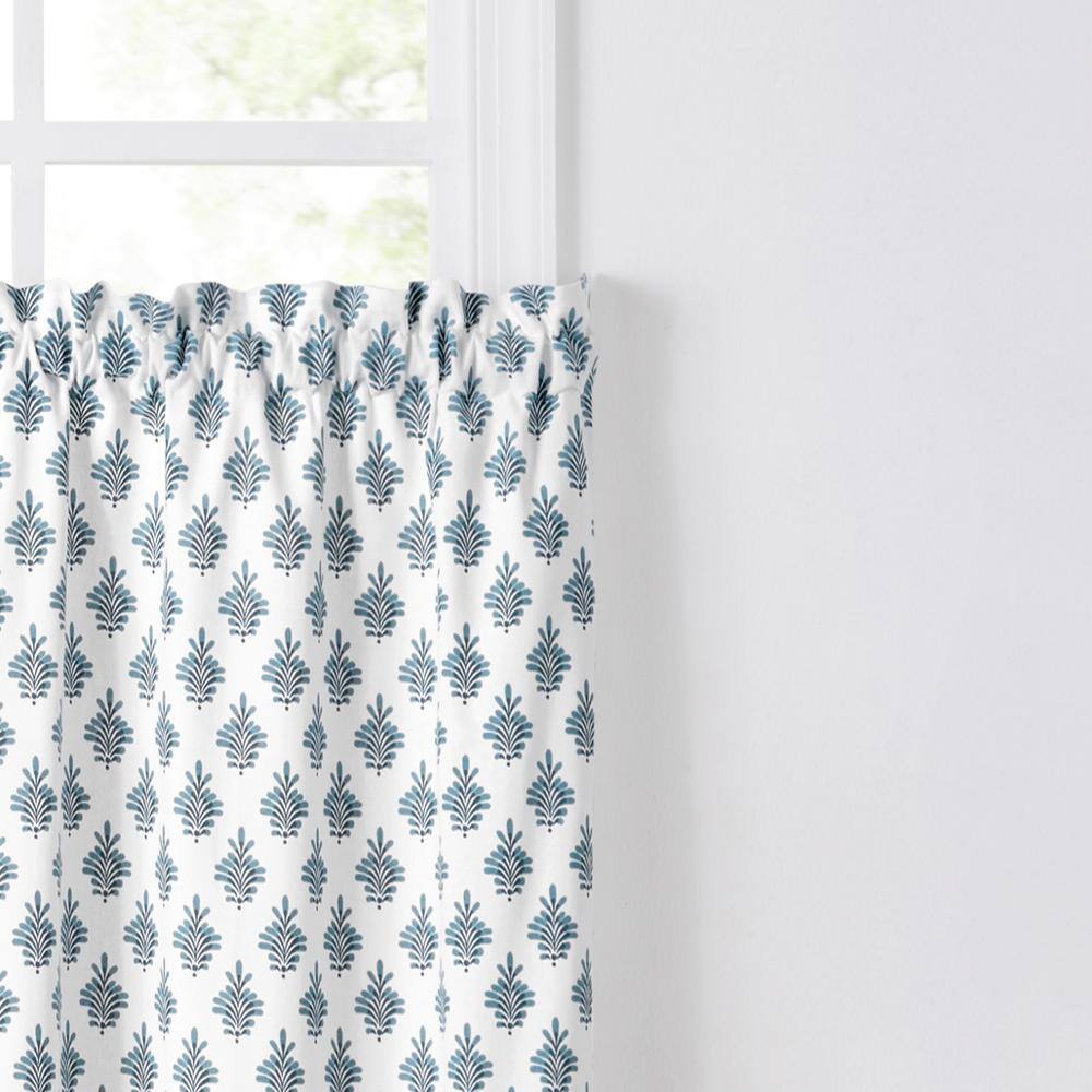Left. Ellis Curtain - Ellis Curtain Manchester Window Treatment 1.5" Rod Pocket 100% Cotton Curtain Tiers 50" x 36" Blue - Blue.