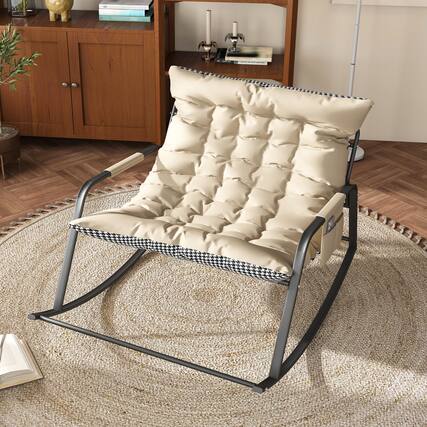 Front. GOODSILO - Comfortable Rocking Lounge Chair with Storage and Ergonomic Design for Indoor and Outdoor Use - Off White.