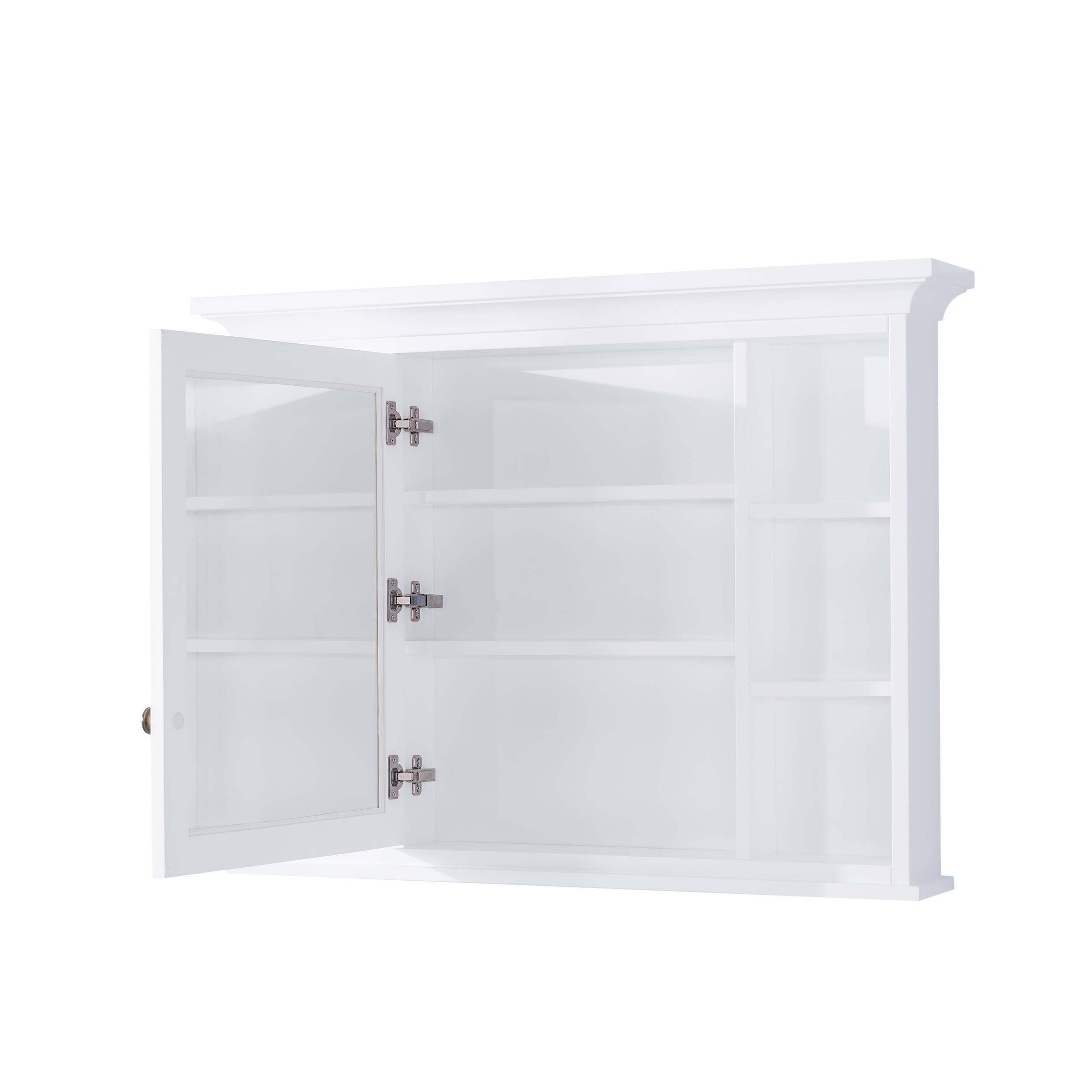 Alt View 7. WELLFOR - 40 in. W x 30 in. H Rectangular Solid Wood Medicine Cabinet with Mirror with Single Door - White.