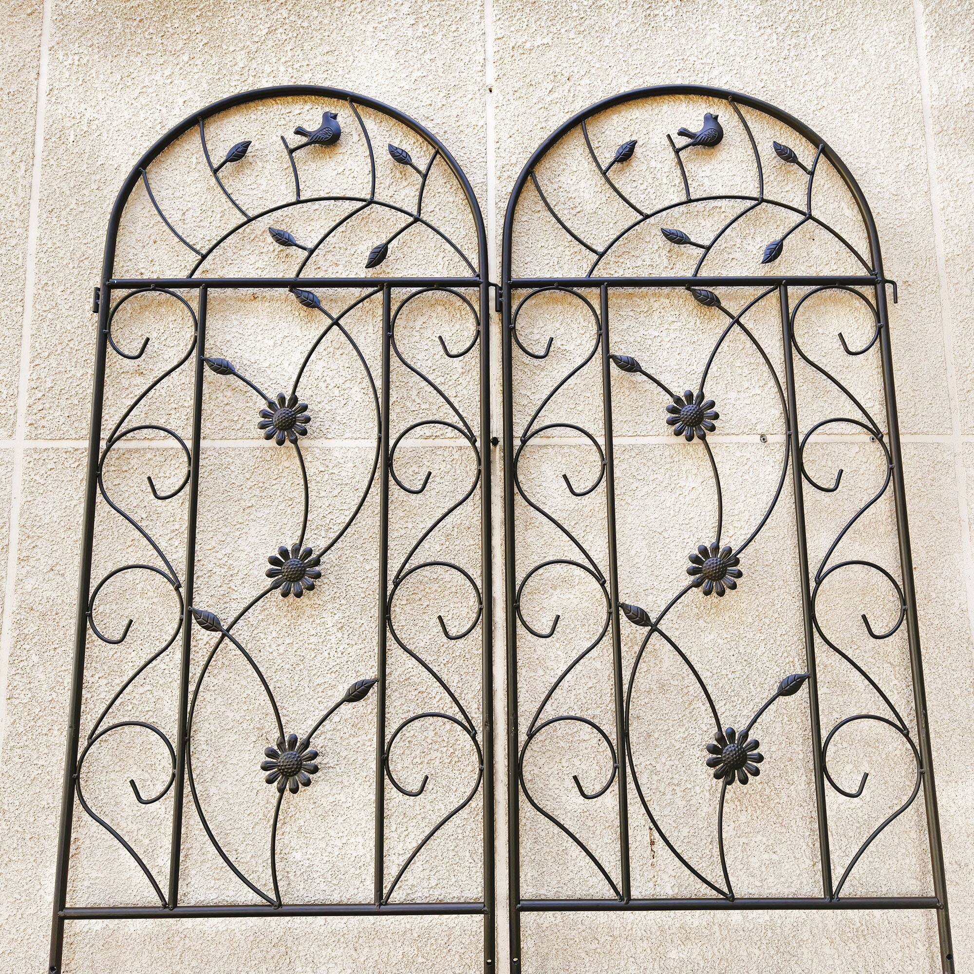 Angle. Loheer - Rustproof Metal Garden Trellis Set 7.2 ft x 1.6 ft 2 Pack - Brown.