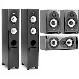 Connoisseur CF-30 5.5" 200W 2.5-Way Floorstanding Speaker, Black with ENERGY CC-5 CENTER SPEAKER and ENERGY CB-5