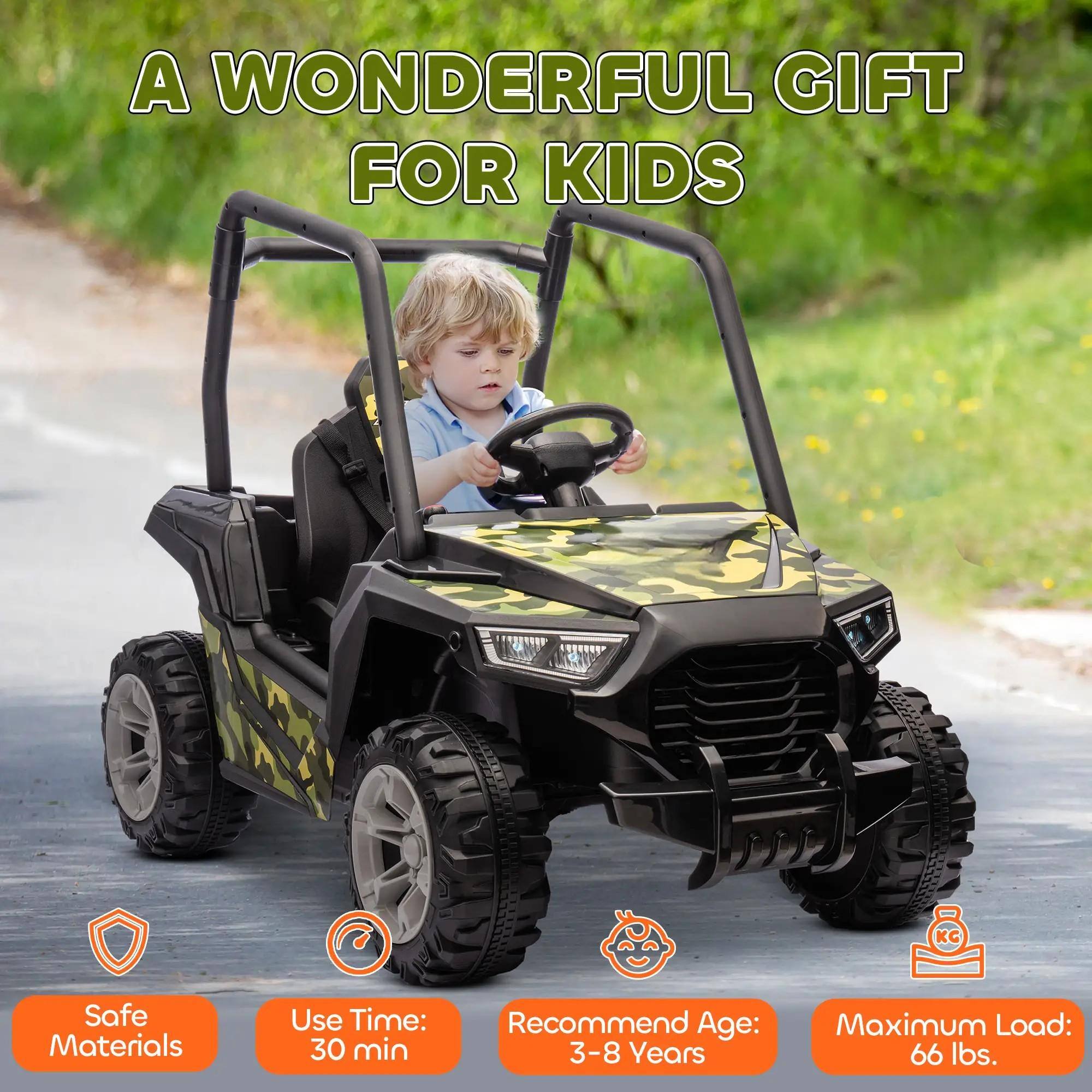 A WONDERFUL GIFT FOR KIDS

- Safe Materials
- Use Time: 30 min
- Recommend Age: 3-8 Years
- Maximum Load: 66 lbs.