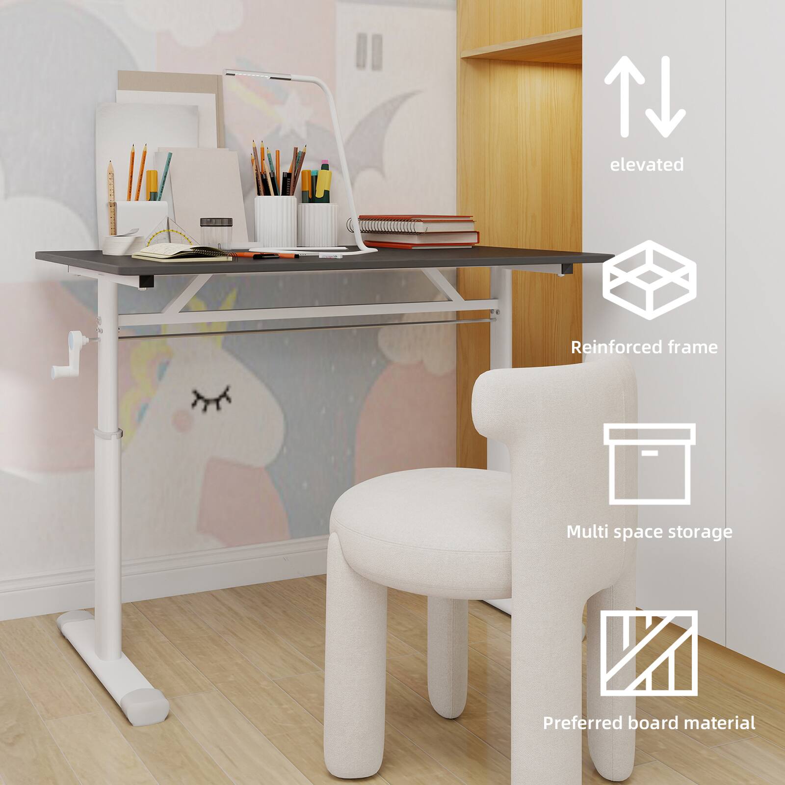 - Elevated
- Reinforced frame
- Multi space storage
- Preferred board material