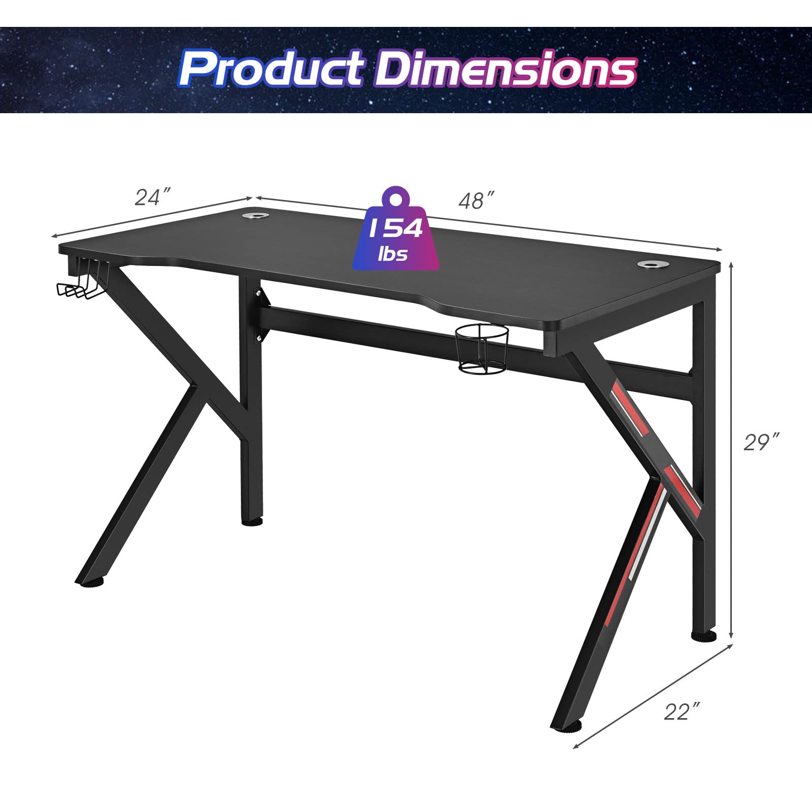 Product Dimensions: 24" x 48" x 29" x 22", 154 lbs