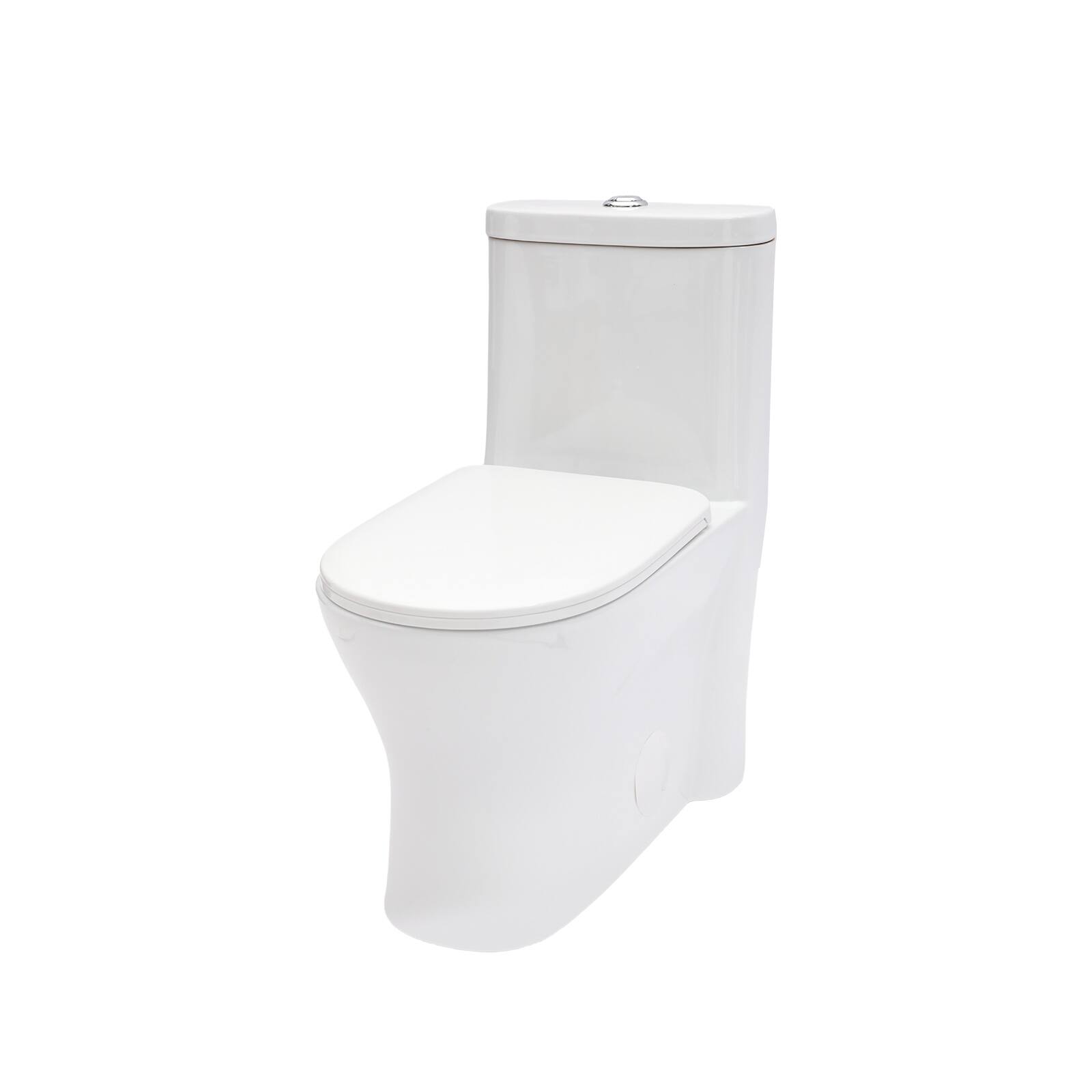 TinyHomie - Ceramic One Piece Toilet for Bathroom 12 inch Rough Dual Flush with Soft Closing Seat Powerful Dual Flush - White