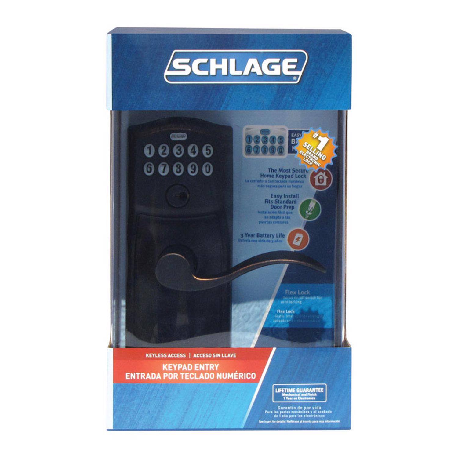 SCHLAGE

1 6 2 7 3 3 4 9 5 0 1 6

La EASY 2 3 4 5 B 7 8 5 P K

SELLING ELECTRONIC LOCK

The Most Secure Home Keypad Lock

Tnclada e mds segura para - huger

Easy Install

Fits Standard Door Prep

Instulacide 1 odapta Tes

3 Year Battery Life

Bateria vida de shes a

Flex Lock

Le KEYLESS ACCESS

ACCESO SIN LLAVE

KEYPAD ENTRY

ENTRADA POR TECLADO NUMRICO

LIFETIME GUARANTEE

Mechanica I Fl - -ear - Dectromica

Garantia de pOr vida

Para ls of scubads de 1 ade
