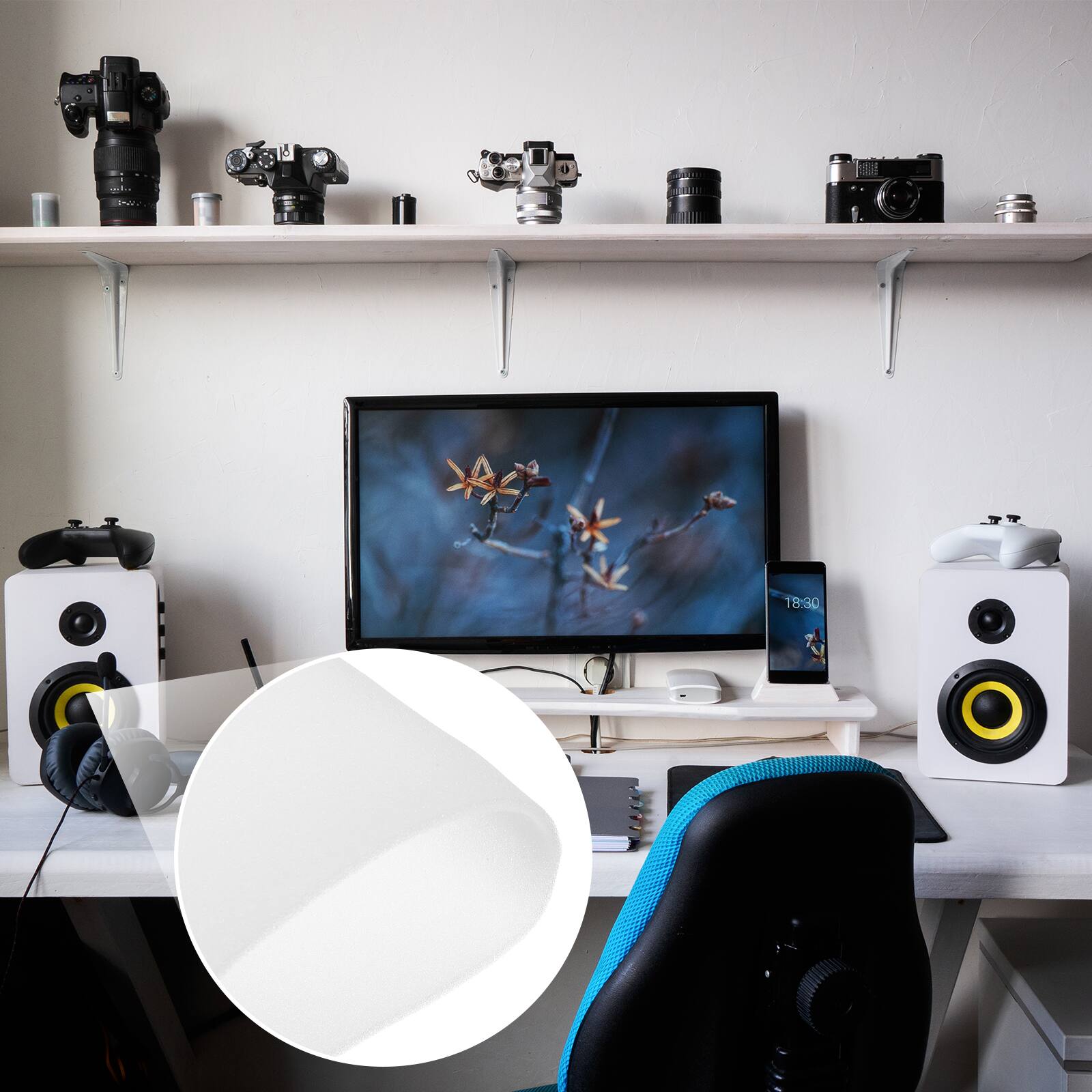 Alt View 6. Unique Bargains - Speaker Mesh PRO Grill Mesh Sponge Foam Cover Dustproof Acoustic Foam 2mm Thick for Stage/DJ Audio, 50x100cm - White.