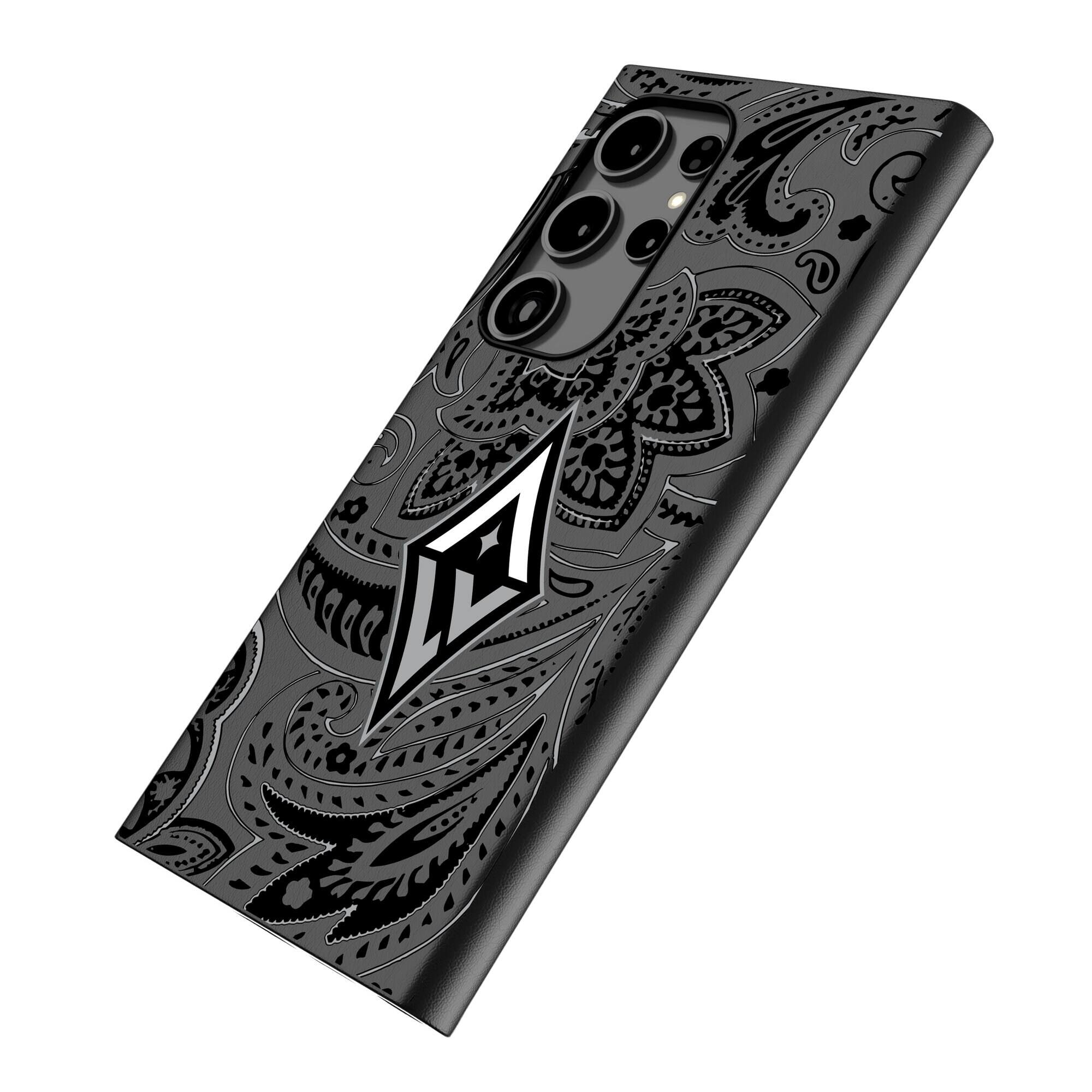 Alt View 1. Keyscaper - Las Vegas Aces Paisley Galaxy Magnetic Bump Case - S25 Ultra - Black.