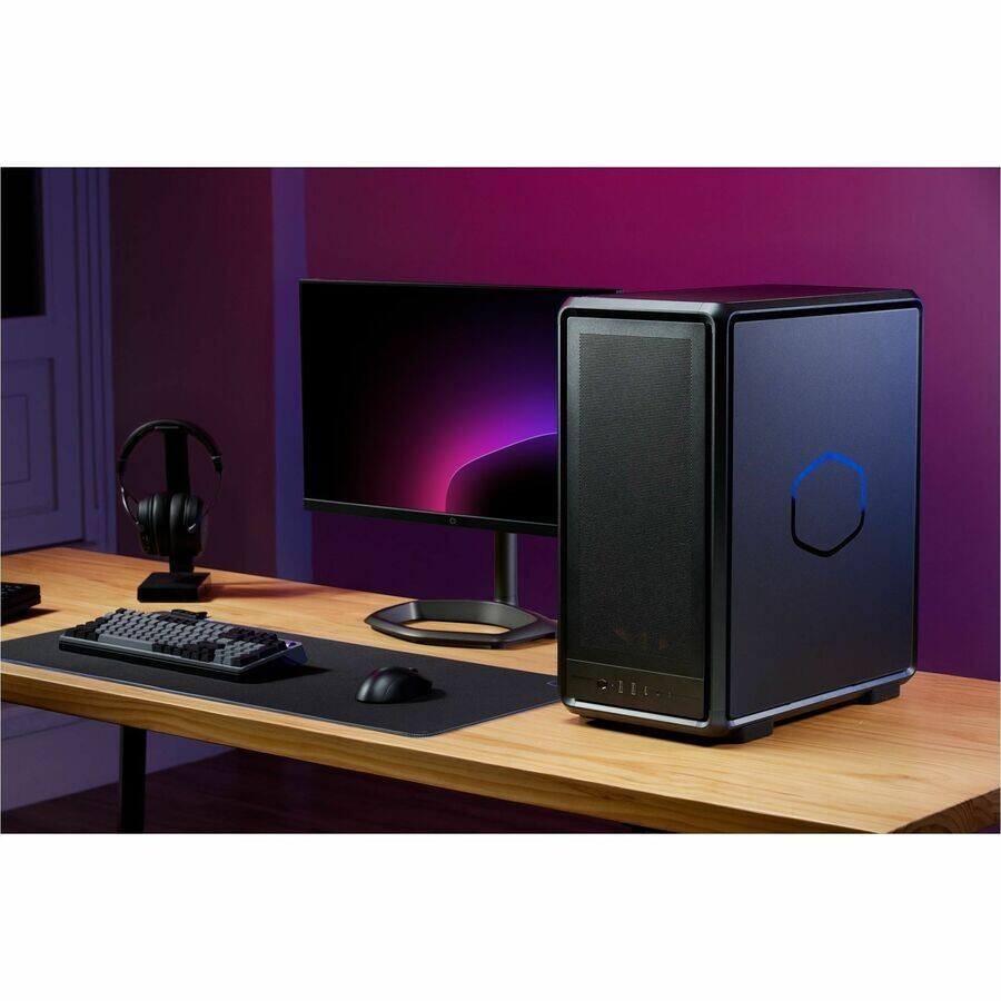 Left. Cooler Master - Cooler Master MasterFrame 500 Mesh Black ATX Mid-Tower, Aluminum Frame, Dual 200mm Fans, 390mm GPU, Tempered Glass - Black.