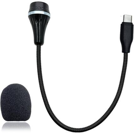 Front. MOSZAR LLC - Gooseneck Omnidirectional USB-C Microphone – Black, iPhone & Android Compatible.