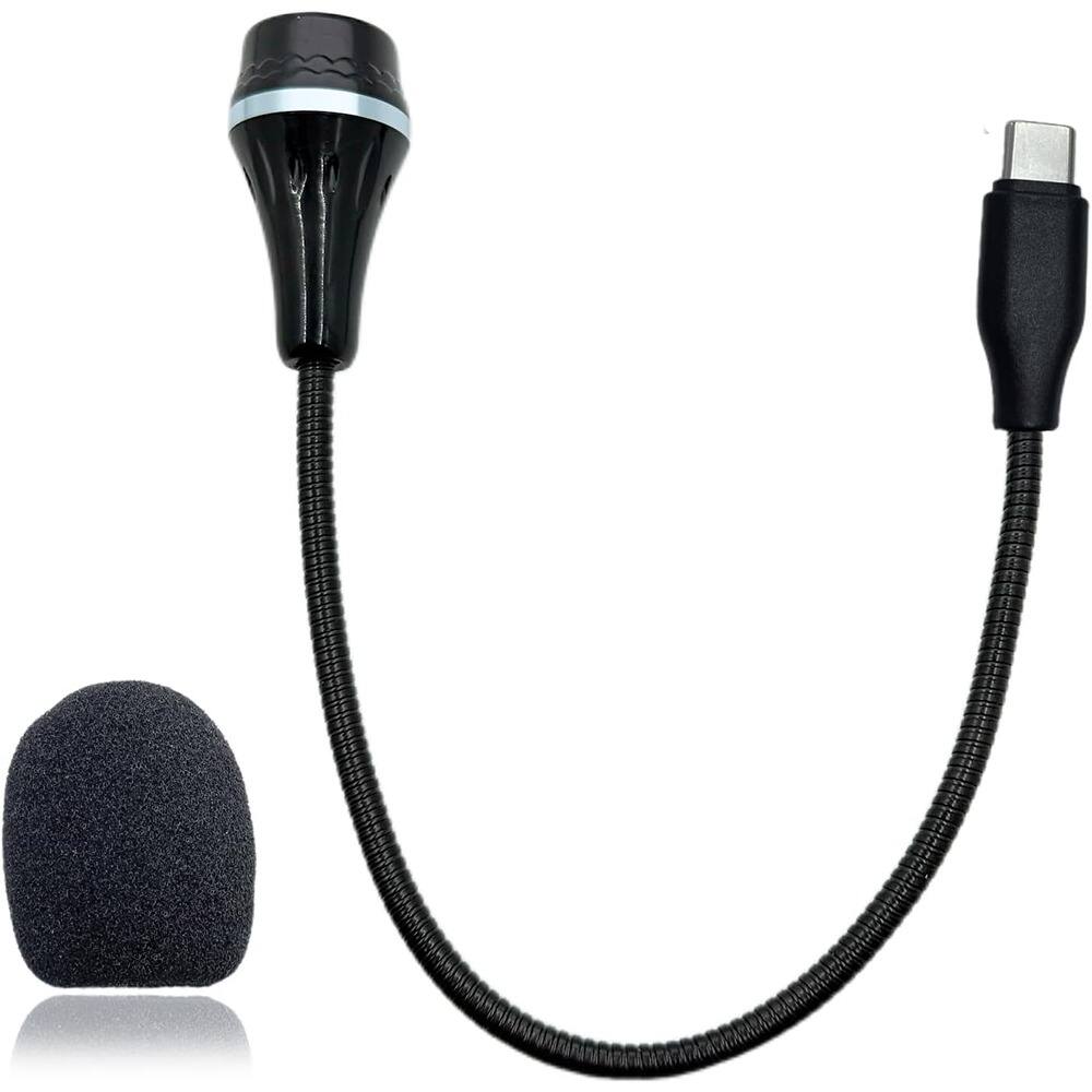 Front. MOSZAR LLC - Gooseneck Omnidirectional USB-C Microphone – Black, iPhone & Android Compatible.