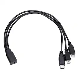 Unique Bargains - Type C Female to Type C Micro USB and Mini USB Male 11.8" 3-in-1 - Black