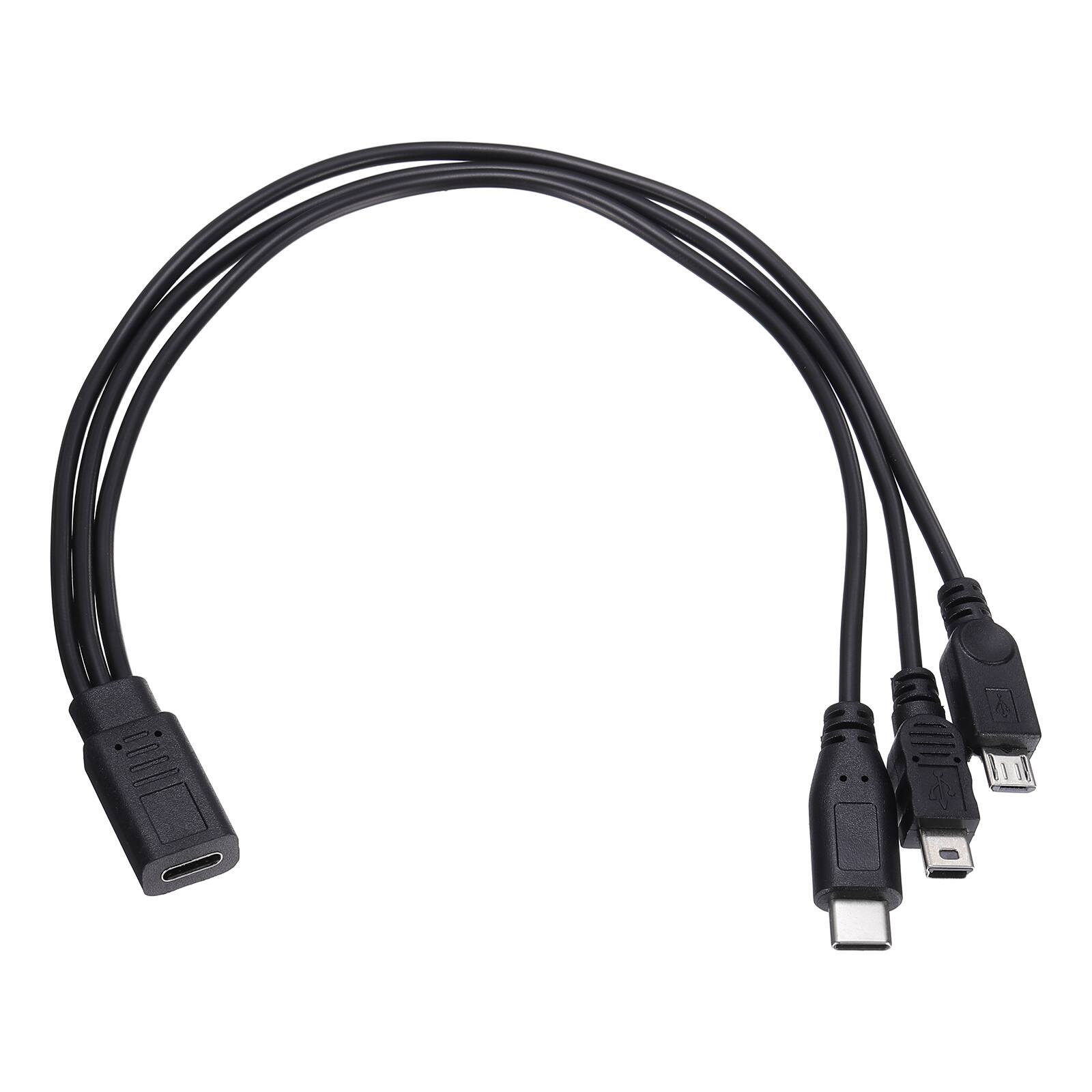 Front. Unique Bargains - Type C Female to Type C Micro USB and Mini USB Male 11.8" 3-in-1 - Black.