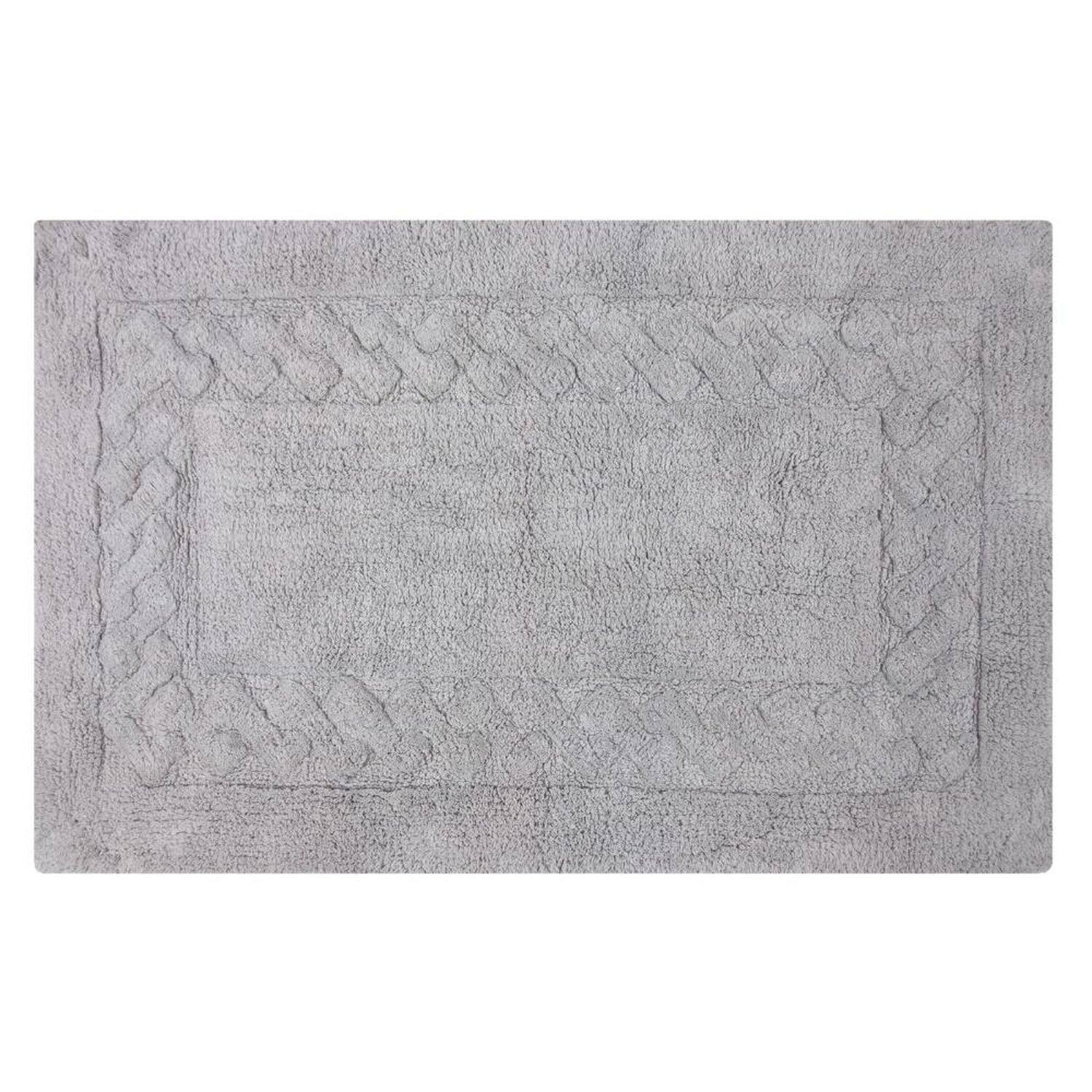 Back. Knightsbridge - Knightsbridge Silver Chain Bath Rug - Luxurious Cotton Non-Skid Back - Silver.