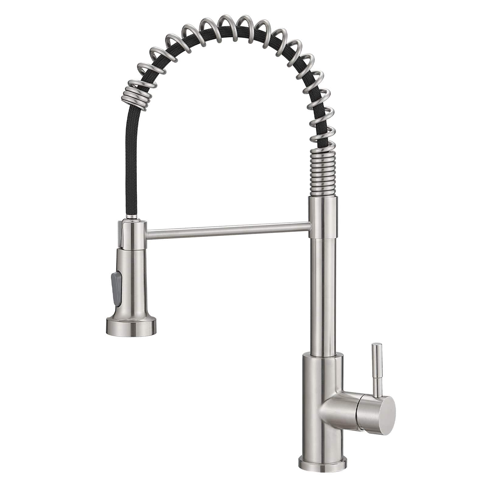 Single Handle Pull Down Sprayer Kitchen Faucet Stainless Steel with Water Supply Hoses