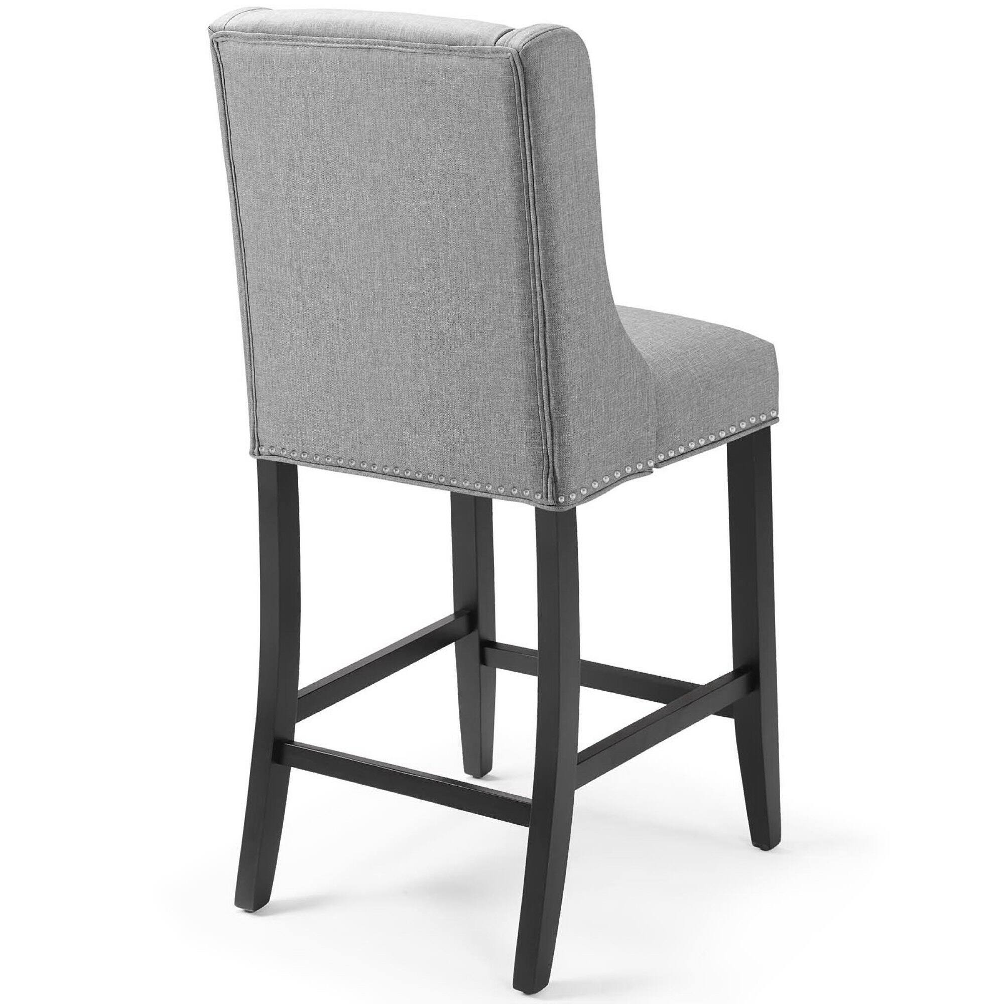 Left. Modway - Baron Upholstered Fabric Counter Stool by Modway - Gray.